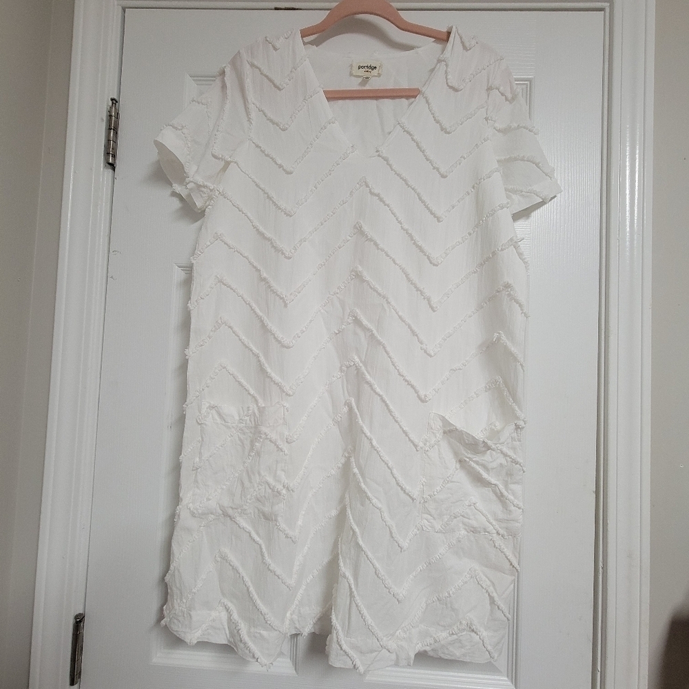 Anthropologie Porridge White Chenille Chevron Dress Size XS.